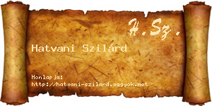 Hatvani Szilárd névjegykártya